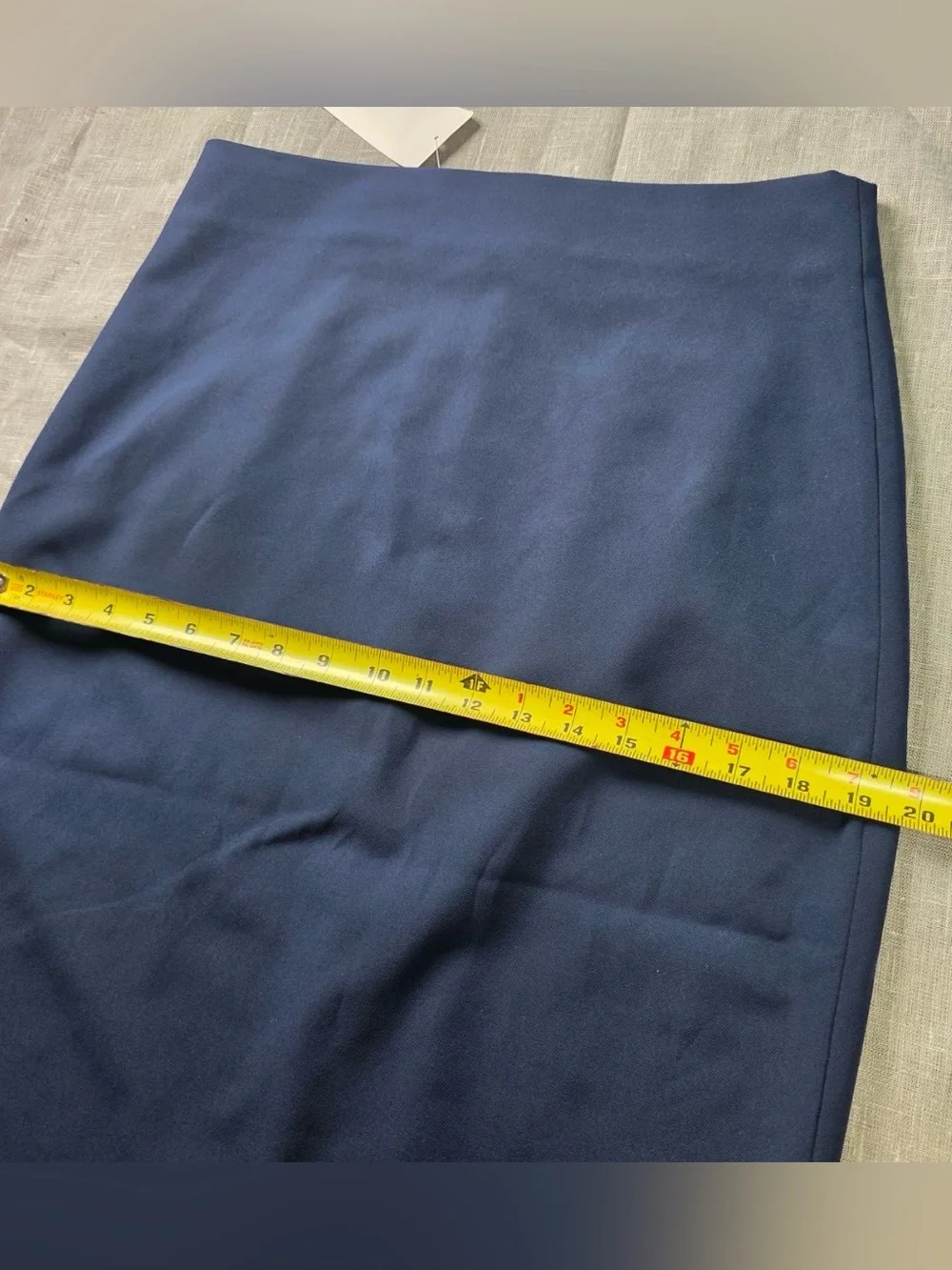 NWT oodji Collection Navy Blue Pencil Midi Skirt Rear Zip Back Vent Size XL